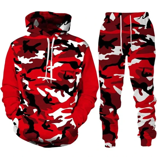 2024 New Camouflage Hoodie Pant Suit 3D Printed Casual Men Women High Quality Tracksuit Outfits Fashion Men's Clothing 2pcs Sets.