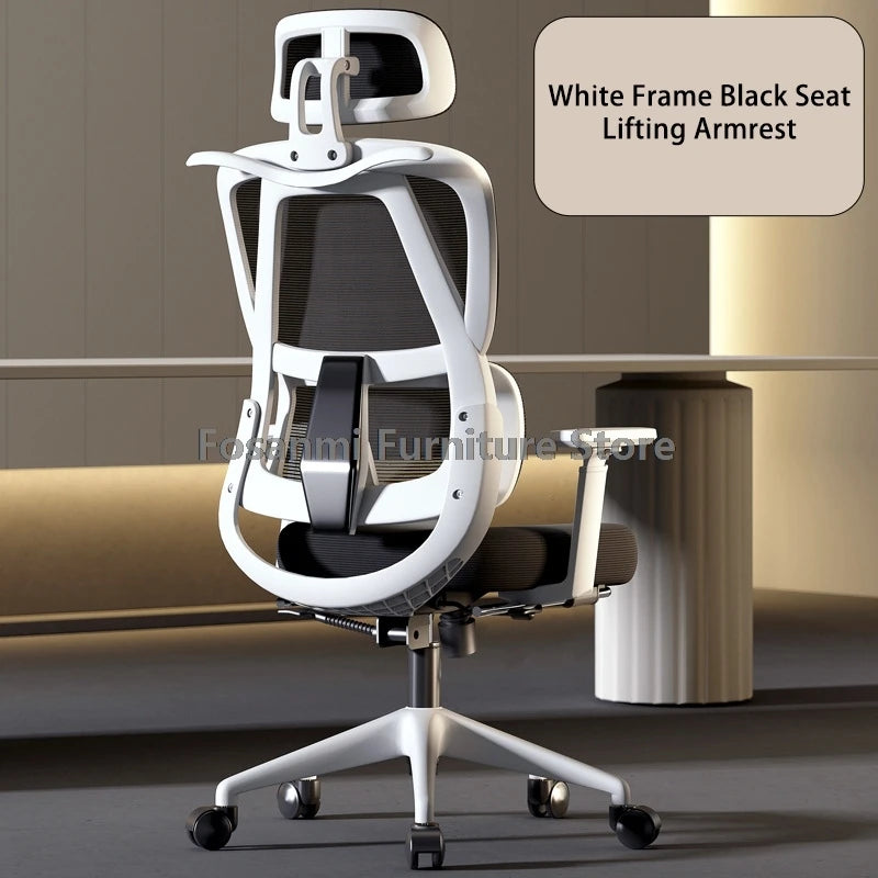 Atmungsaktiver Mesh-Computer-Bürostuhl mit Armlehne und Lordosenstütze, verstellbarer ergonomischer Schreibtischstuhl, Heim-Gaming-Kopfstützenstuhl