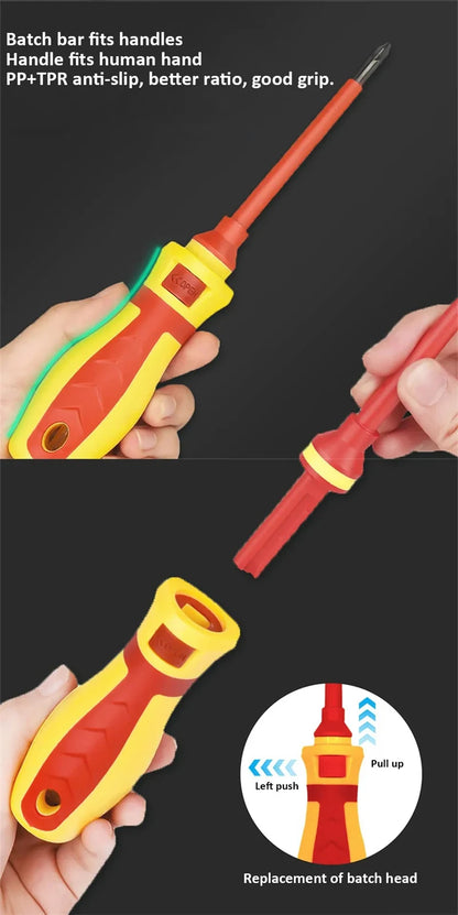 Magnetischer Schraubendreher-Satz Phillips Schlitz Torx Professional 1000 V isolierter CRV Elektriker Schraubendreher Bit Reparaturwerkzeuge