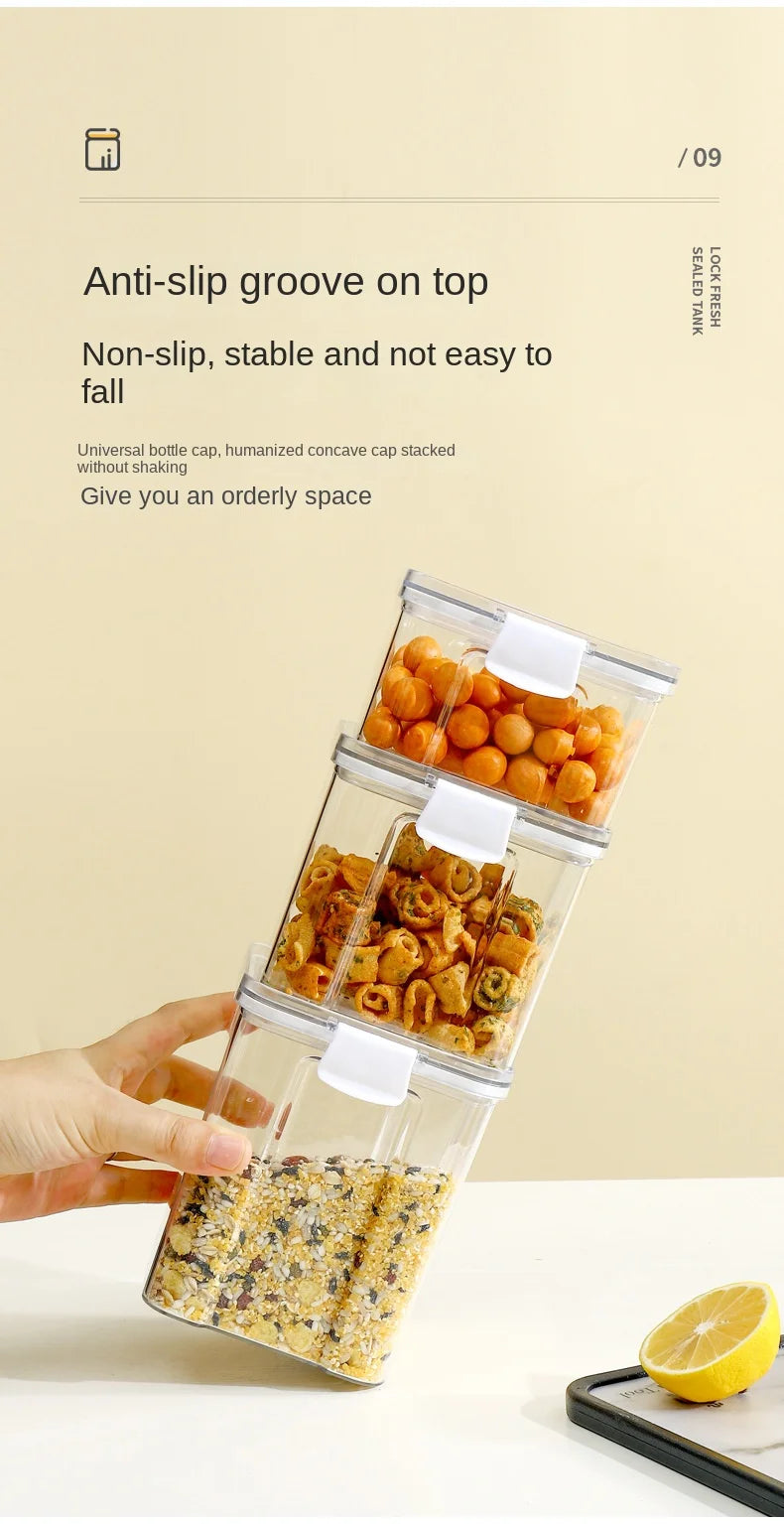 Large Capacity Waterproof Transparent Sealed Jar Multi-size Scene Kitchen Candy Dried Grain Storage With Lid Fridge Storage Tank.