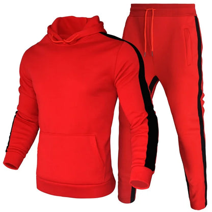 Männer 2 Stück Trainingsanzug Farbe Block Sweatsuit Streifen Casual Winter Langarm Warme Feuchtigkeit Wicking Atmungs Sportswear Anzug.
