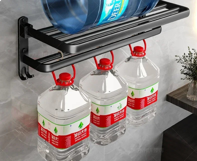 Beliebter Stil, 40/50 cm, selbstklebende Wandhalterung für Badezimmer, wasserdicht und rostfrei, Aufbewahrungsregal mit Haken, Handtuchhalter