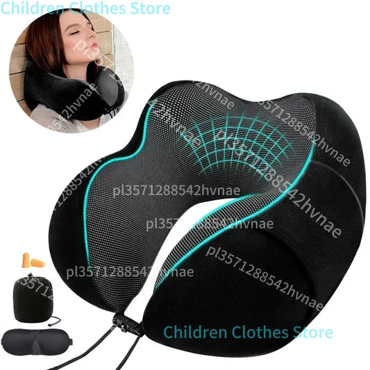 Memory Foam U-shaped Neck Pillow Neck Cushion Soft Neckrest Pad  Portable Travel Pillow Cervical Healthcare Massage Neck Pillow.