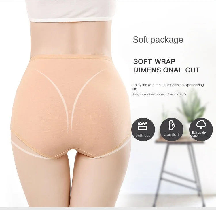 4Pcs/Lot High Waist Underwear Cotton Panties Women Body Slim Abdominal Underwear Plus Size Girls Briefs Female Lingerie Shaper.