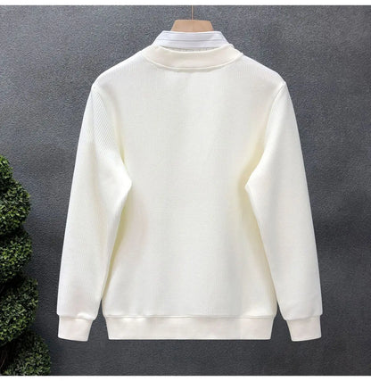 Casual Fake Two-piece Plus Size Hoodies Sweatshirts Spring Autumn Long Sleeve Patchwork Trend Tops Fashion Korean Men Clothing.