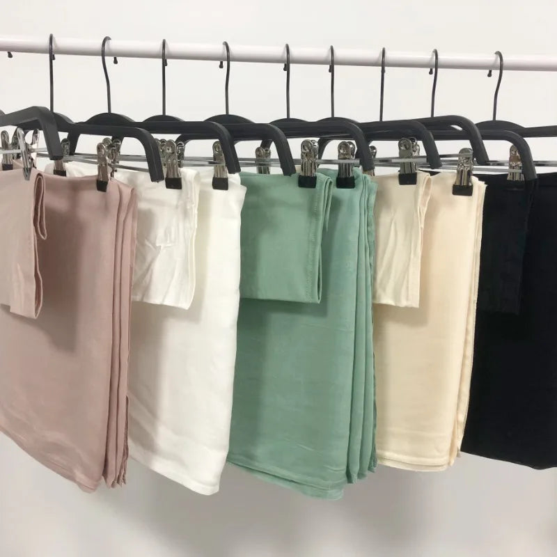 2pcs Set Modal Hijabs with Underscarf Caps Rayon Cotton Shawls for Women Plain Scarf Big Size Headscarf Islamic Turban Headband.