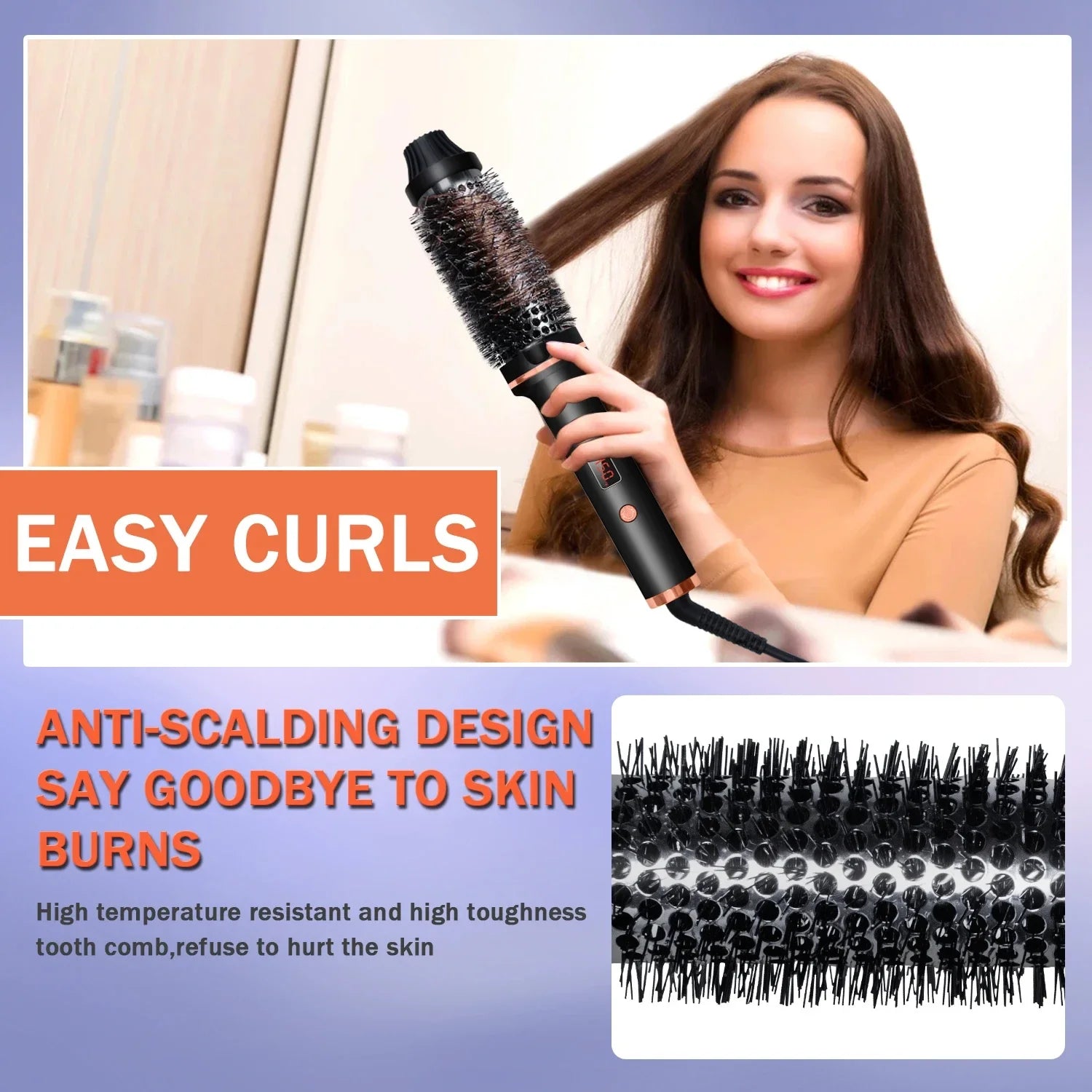 3In1 Professional Ionic Hair Curler PTC Ceramic Straightener Curling Hair Styling Brush Anti-Scald Thermal Brush Curl Wand.
