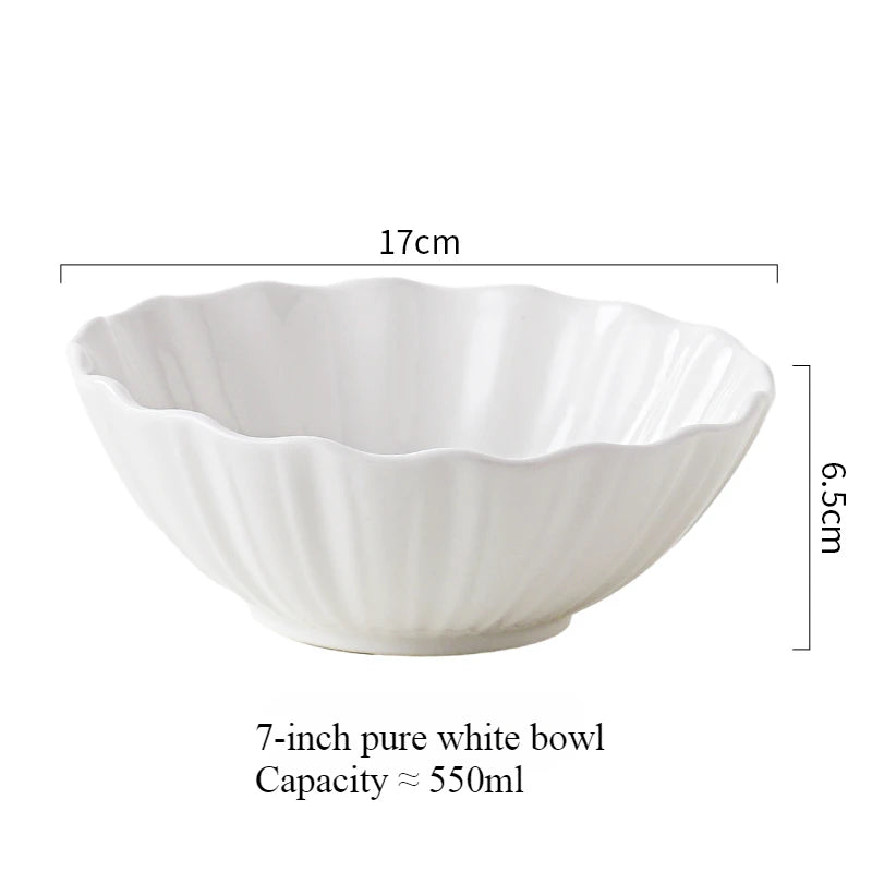 European high-end gold edged ceramic bowl, fruit salad bowl, household breakfast rice noodle bowl, hotel restaurant tableware.