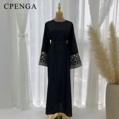 Modest Embroidered Kimono Dubai Abaya Middle East Türkiye Elegant Dress Eid Ramadan Kebaya Abayas F Women Caftan Marocain Femme.