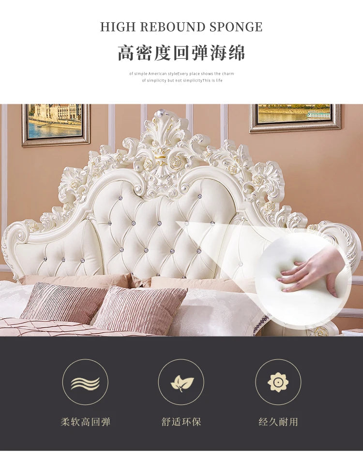 Gold Luxus gestepptes Doppelbett Holz Vintage weiche Einzelkopfteile Doppelbett Erwachsene Zuhause Camas De Dormitorio Möbel