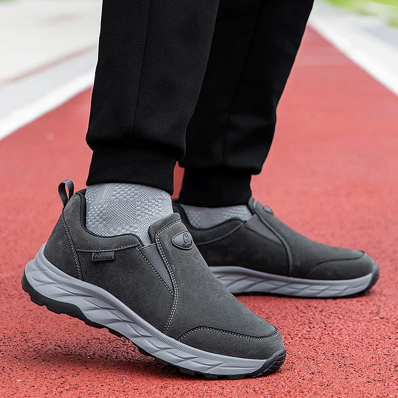 Mens Walking Shoes Leather Anti Slip Wear-resistant Autumn Fashion High-quality Soft Sole Comfortable Casual Flat Sneakers Man.