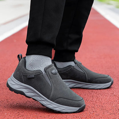 Mens Walking Shoes Leather Anti Slip Wear-resistant Autumn Fashion High-quality Soft Sole Comfortable Casual Flat Sneakers Man.