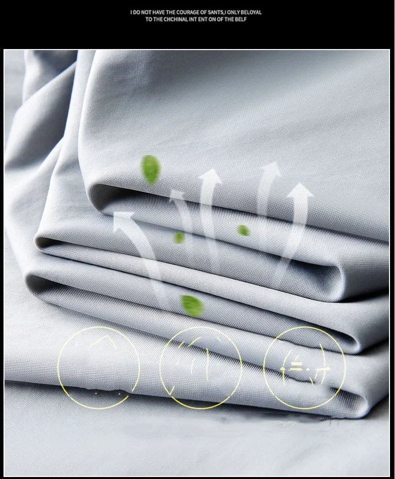 2024 Summer Soft Ice Silk Fabric Men's Thin Casual Pants Korean-style Fashion  Straight High Stretch Trousers Male Luxury Brand.