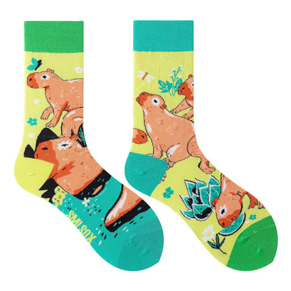 1 Pair Man Women Sock Original AB Tide Socks Colorful Cat Dog Koala Cow Cotton Socks Four Seasons Unisex Medium tube Socks Gift