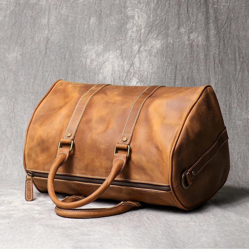 Vintage Herren Rindsleder Business Kurzstrecken tragen Handgepäck taschen große Kapazität Reisetasche einfache Umhängetaschen.