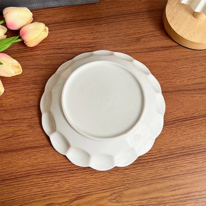 Irregular Ceramic Kitchen Tableware Lovely Pink Petal Household Ceramic Dinner Plate Lace Soup Plate  Deep Fruit Plate.