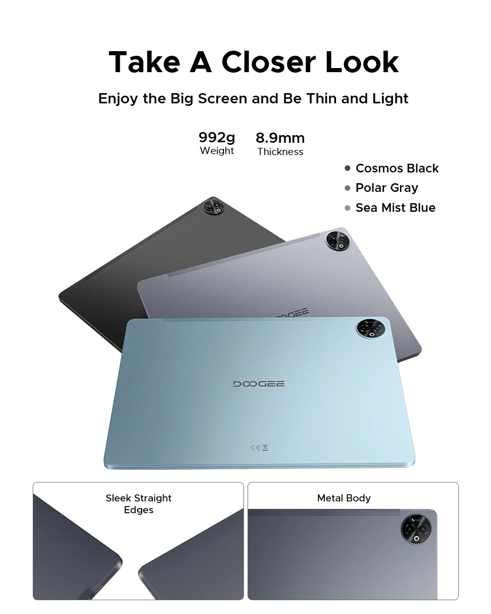 Doogee Tab E3 Max 2 in 1 Tablet Pc 14" 2.1K Display Android 15 32Gb (8+24) 256Gb 13500Mah Battery Qual Speaker Helio G100 Tablet.