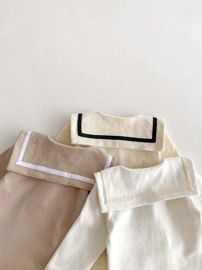 2025, Herbst und Winter, neu für Kinder, Babys, Jungen und Mädchen, Peter-Pan-Kragen-Outfits, Kleinkinder-Overalls, Samt-Bodys, warm halten.