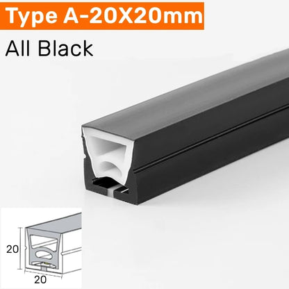 Recessed Black Silicone Tube LED Neon Light Flexible Rope Channel Diffuser WS2811 WS2812B Outdoor Waterproof Ribbon Strip Lights