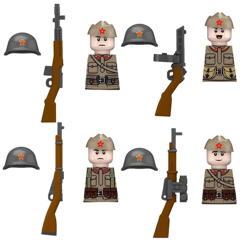 Military WWII Figure Building Blocks Accessories MP40 Rocket Launcher MG42 Officer Army Camouflage Soldier Pzf 98K Toy Gift N029