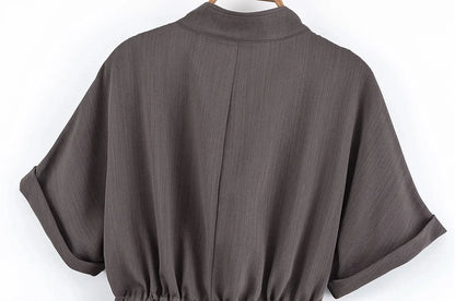 Casual Pants 2 Pieces Sets For Women Short Sleeve Coat High Waist Trousers Women's Suit 2025 Two Pieces Loose Woman Outfits.