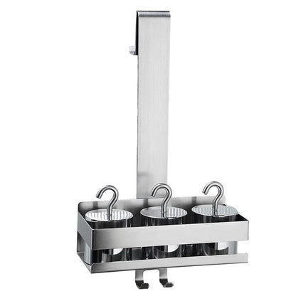 Badezimmer-Tür-Rückseite, hängendes Regal aus Edelstahl über Glastür, Aufbewahrungsregal, Shampoo-Halter, Aufbewahrungstablett für Toilettenartikel mit Haken