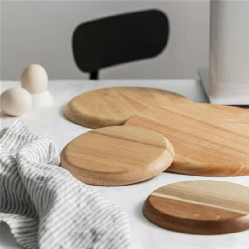 1pc Wooden plate Japanese Acacia Tray Household use Simplicity Desserts Bread Rotundity Tea tray Dim sum dish.