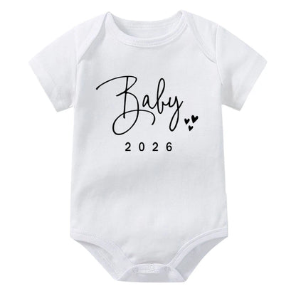 Baby-Ankündigung, bald, 2026, Strampler für Neugeborene, Sommer, Jungen- und Mädchen-Body, Körper, Schwangerschafts-Enthüllung, Kleidung, Säuglingsoverall.