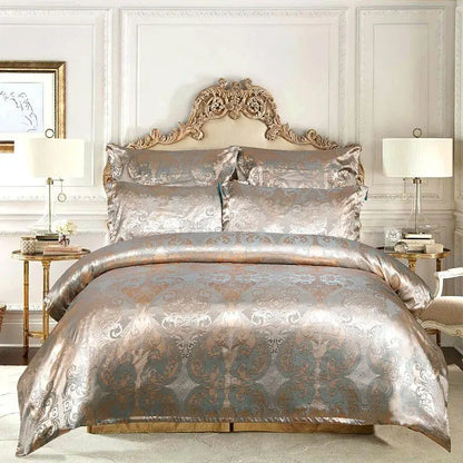 European Satin Jacquard Duvet Cover Set High Quality Smooth and Skin Friendly Comforter Cover Set Summer Bedding Kit for Adults.