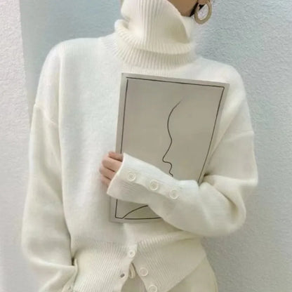 Turtleneck Pullover Sweater Women Knitted Shirts Autumn Winter Female Fashion Long Sleeve Elastic Casual Sweaters Tops Knitwear.