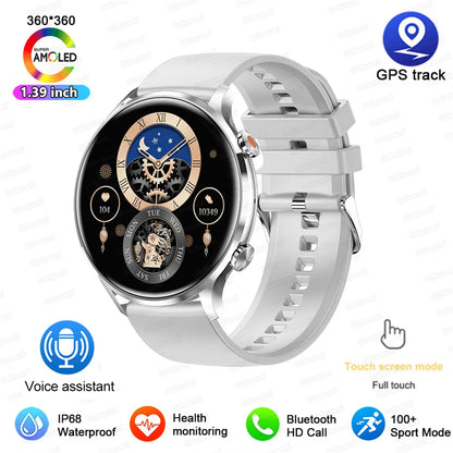 2025 New Smartwatch Women AMOLED HD Screen Always On Display Bluetooth Call IP68 Waterproof GPS Smart Men Watch For Android ios