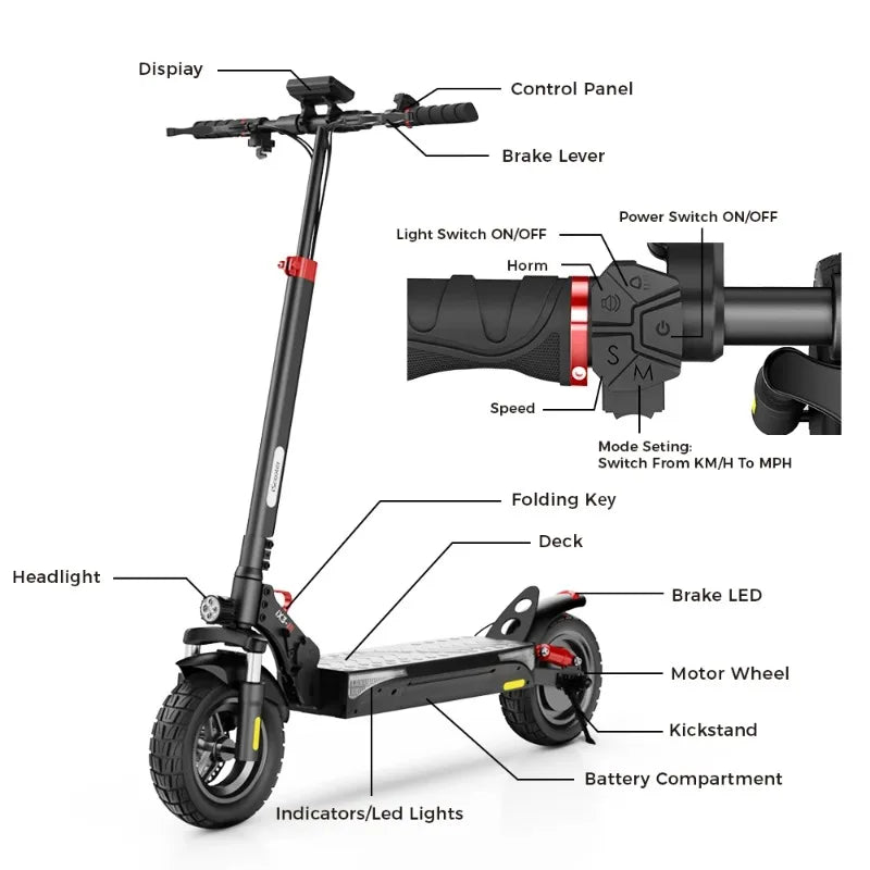 iScooter ix3Electric scooter 800W Motor 48V10AH Battery support Minirobot application control 10-inch tire city commuter scooter.