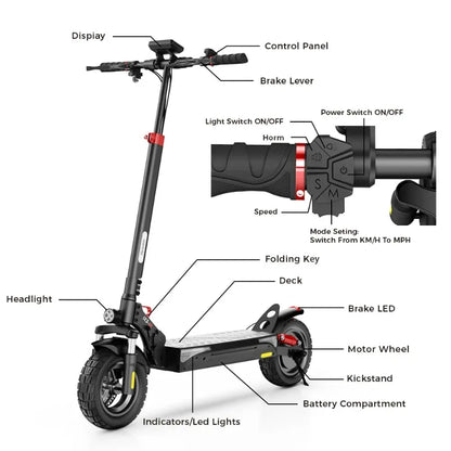 iScooter ix3Electric scooter 800W Motor 48V10AH Battery support Minirobot application control 10-inch tire city commuter scooter.