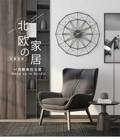 Wand für Design, großes Zimmer, 50 cm, geometrisches Büro, Eisen, Vintage-Industriestil, Uhr zum Aufhängen, Heimuhr, Dekoration, modernes Wohnen