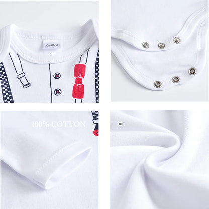 3 Teile/satz Baby Jungen Kleidung 100% Baumwolle Kinder Overall Langarm Niedlichen Elefanten Druck Babyspielanzug Neugeborenen Body Für 0-24 M.