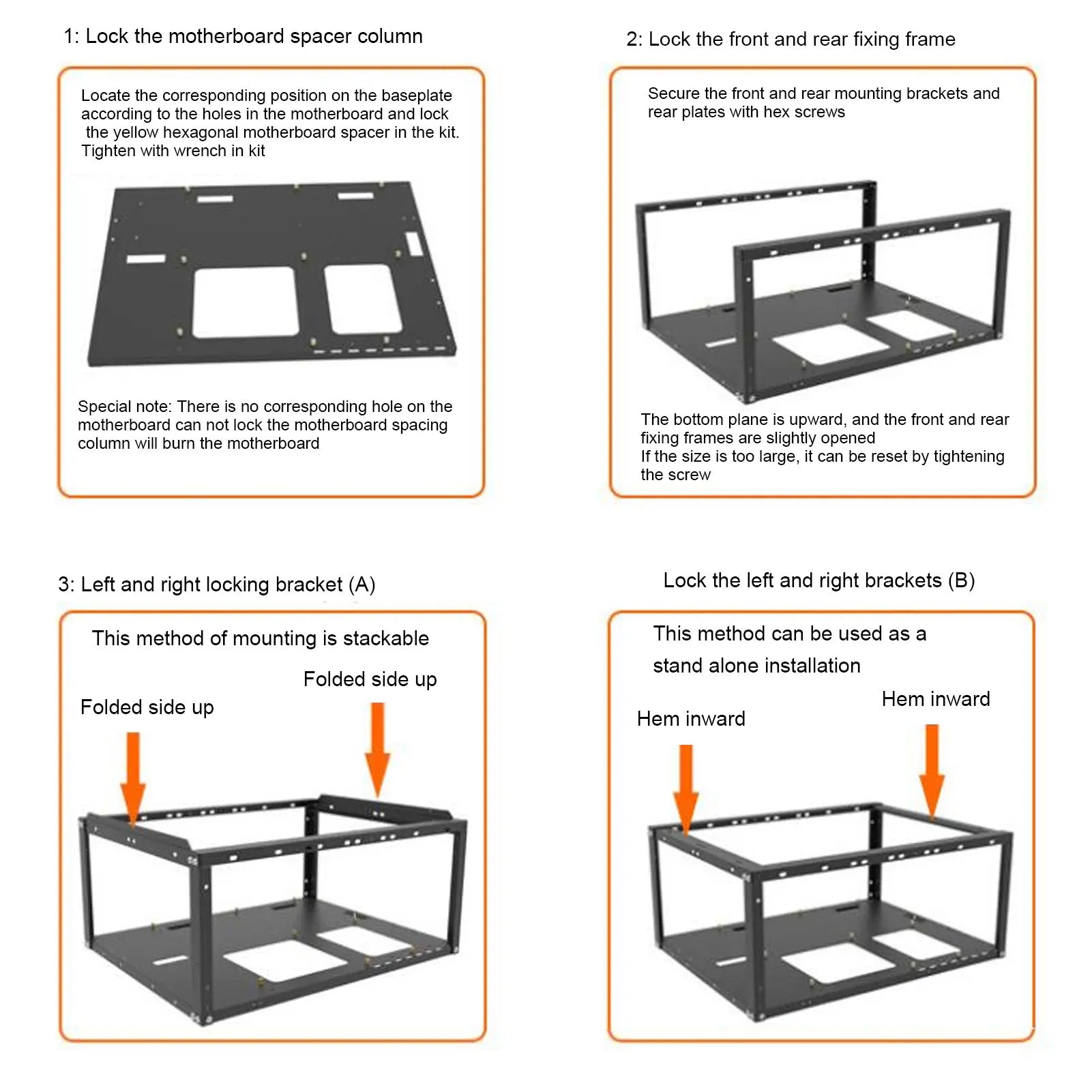 ATX Open Chassis Case Rack Large Space Expansion DIY Assembled Powerful Cooling Gaming PC Case Open Frame Steel Plate for EATX.