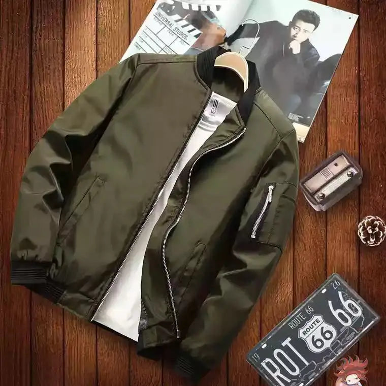 Spring Autumn Men's Bomber Jacket Casual Lightweight Jacket For Men Sports Windbreaker Zip Up Coat with Pockets Clothing.