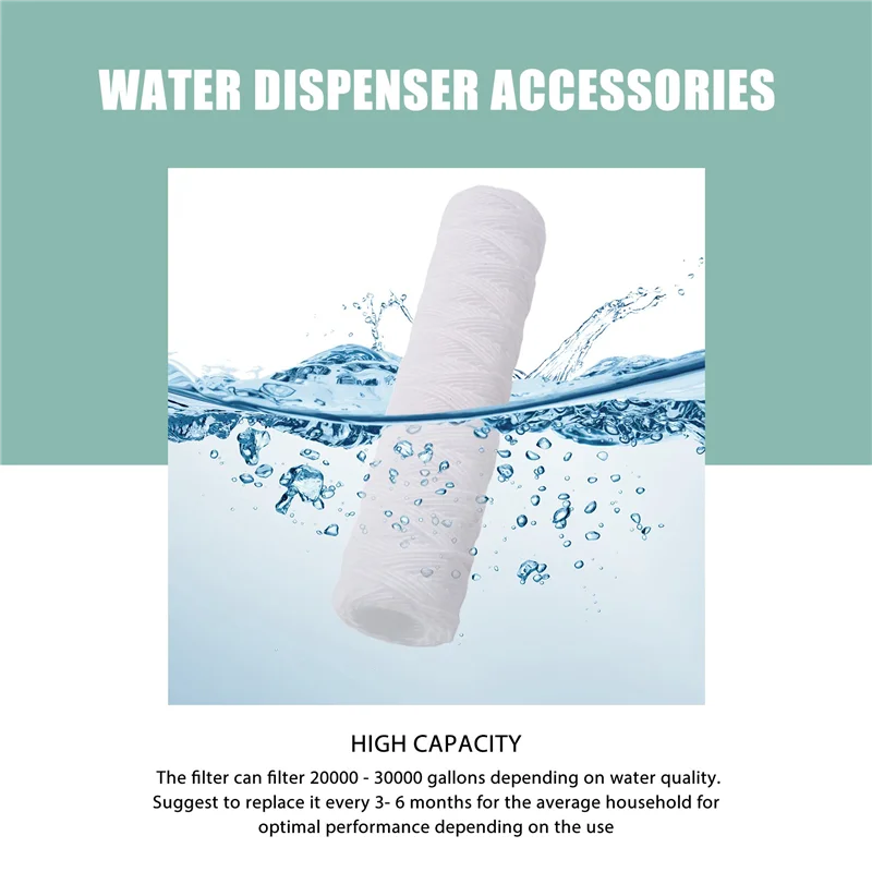 A01V-5 Micrometre 10 X 2.5 Inch String Wound Sediment Water Filter Cartridge Whole House Sediment Filtration, Universal Replacem
