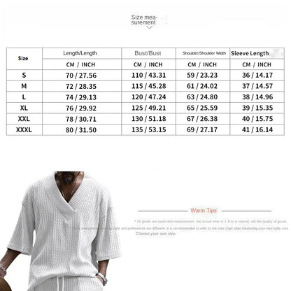 2024 Summer New Men's High Street Casual Loose Jacquard Sportswear V-Neck Short Sleeve Shorts Men's Fashion Suit.