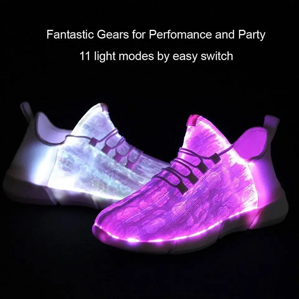 7ipupas LED Shoes for Boys Girls Women and Men Fiber Optic Shoes and Elastic Sole USB Rechargeable Lightweight Sneakers.