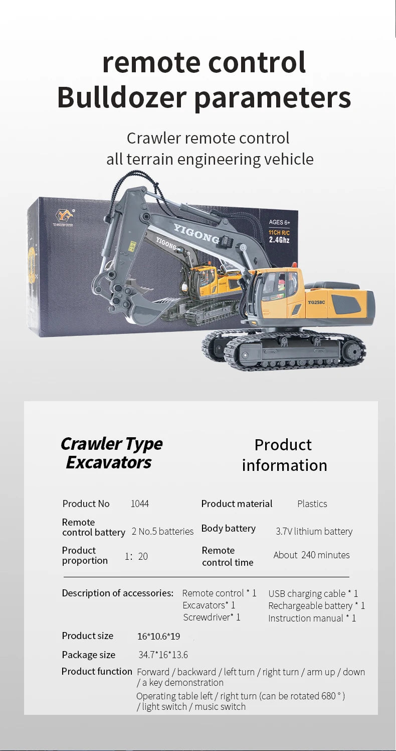 RC Excavator 1:20 Remote Control Truck 2.4G RC Crawler Engineering Vehicle Truck Radio Control Children's Day Christmas Gifts.