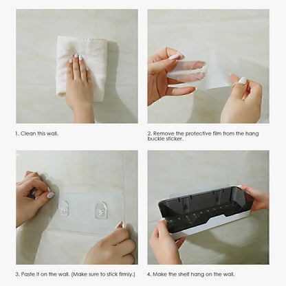 Kein Bohren Badezimmer Regal Kunststoff Dusche Organizer Wand montiert Toilettenartikel Lagerregal Shampoo Halter Bad Zubehör