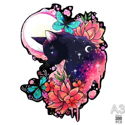 Irregular Shaped Wooden Animal Puzzle DIY Puzzle Party Games Educational Gift for Kids Holiday Gift Intelligent Cat Wood Jigsaw