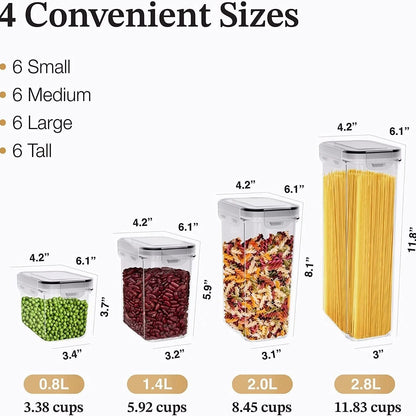 Airtight Food Storage Containers With Lids Thickened Transparent Square Jars For Kitchen Pantry Organization - Dry Food Cereal.
