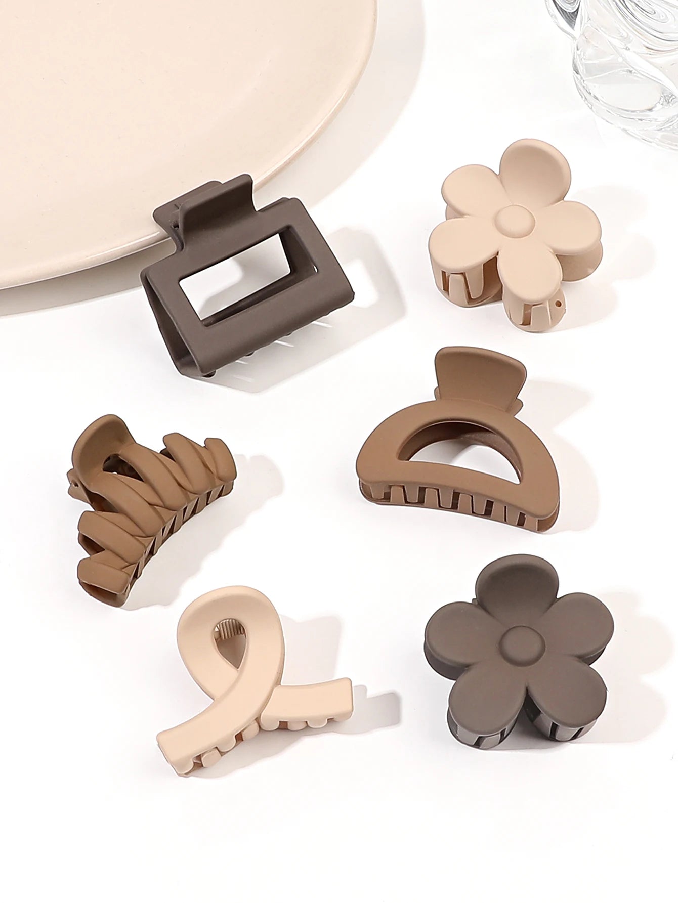 10 Pcs Pink Small Claw Clips Set,Matte Tiny Flower Jaw Clips for Women Girls,5 Style Nonslip for Thin Medium Fine Hair