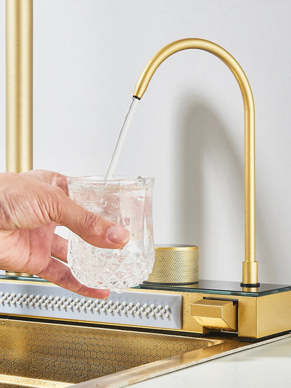 Große 304 Küchenspülen, 75 x 45 cm, Edelstahl, Küchen-Wasserfall-Waschbecken, Digitalanzeige, großes Einzelwaschbecken, Geschirrspüler-Wasserhahn