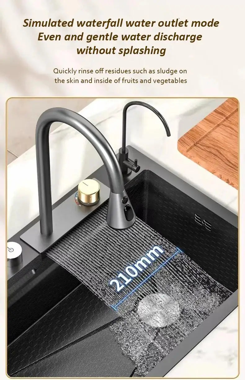 High-end stainless steel Kitchen Sink Matte Square Kitchen Accessories Large Single Sink Wash Basin With Faucet