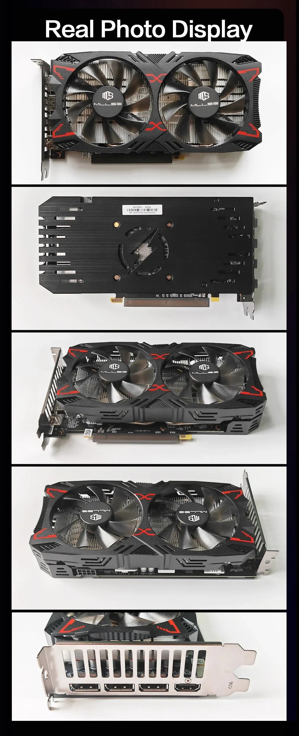 MLLSE Graphics Card RX 5500 8gb Placa De Video Gaming 7NM 128bit GDDR6 8Pin PCI Express 4.0 x 8 1717MHz DP*3 Desktop.