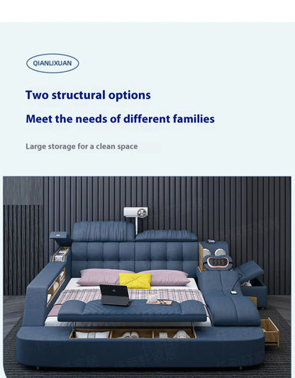 Nordic Smart Modulares Doppelbett Master Storage Luxus Designer Doppelbett Multifunktionale Leder Camas Ehe Möbel