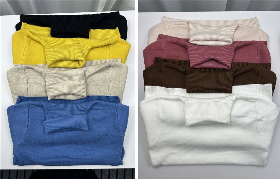 Verdicken Samt Rollkragenpullover Frauen Koreanische Mode Gefüttert Warme Sueter Gestrickte Pullover Schlank Top Winter Jersey Strickwaren Jumper.